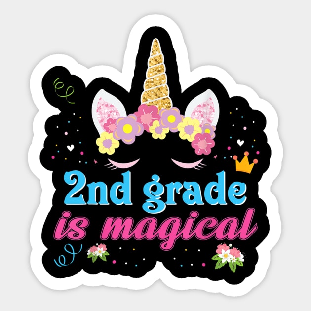 2nd Grade Is Magical Unicorn Girl Back To School Second Kid Sticker by FONSbually